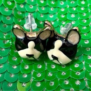 Betsey Johnson French Bulldog Stud Earrings